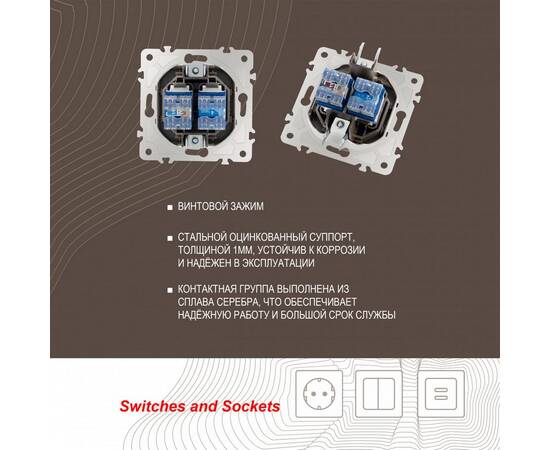 Розетка телефонная RJ11 + компьютерная RJ45 Arte Milano 203.44-1.shampan, изображение 2