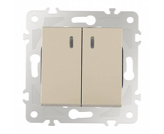 Выключатель двухклавишный с подсветкой Arte Milano 203.31-2.shampan, изображение 6