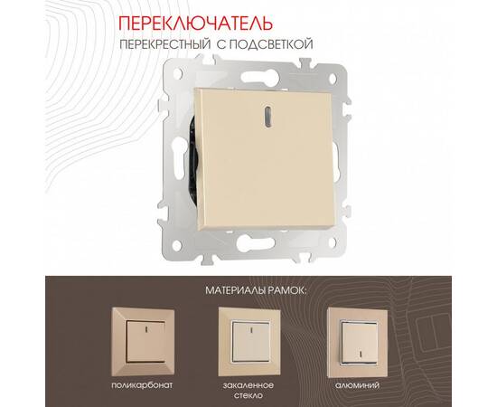 Переключатель одноклавишный перекрестный с подсветкой Arte Milano 203.35-1.shampan