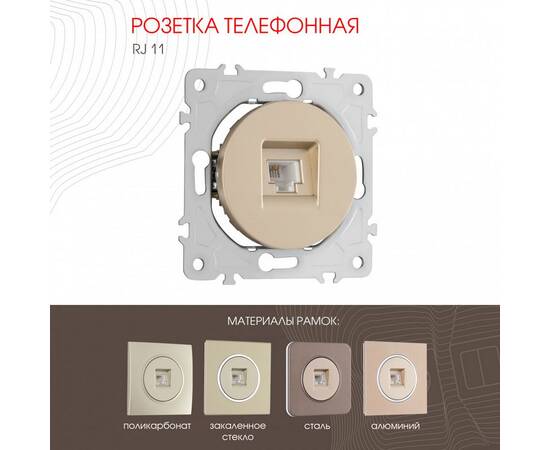 Розетка телефонная RJ11 Arte Milano 202.51-1.shampan