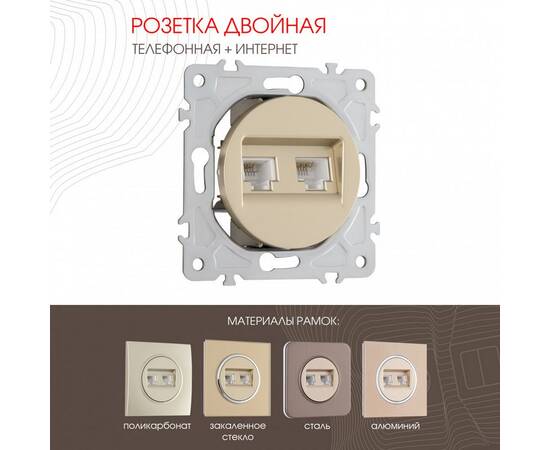 Розетка телефонная RJ11 + компьютерная RJ45 Arte Milano 202.44-1.shampan