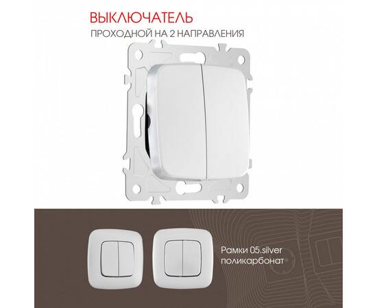 Выключатель двухклавишный проходной Arte Milano 205.32-2.silver