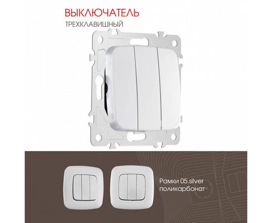 Выключатель трехклавишный Arte Milano 205.30-3.silver