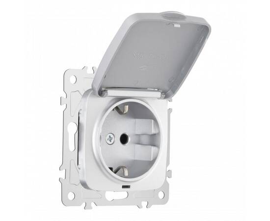 Розетка с заземлением, шторками и защитной крышкой Arte Milano 205.41-1.silver, изображение 4