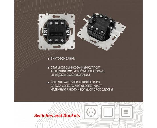 Выключатель двухклавишный проходной Arte Milano 205.32-2.shampan, изображение 2