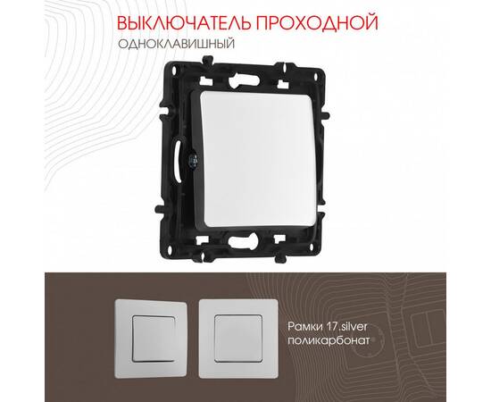 Выключатель одноклавишный проходной Arte Milano 217.32-1.silver