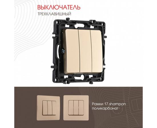 Выключатель трехклавишный Arte Milano 217.30-3.shampan