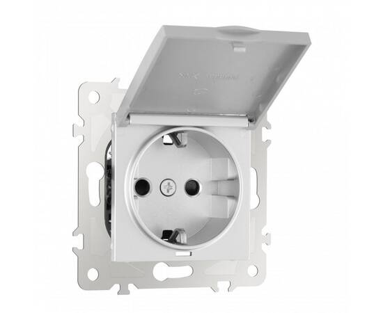 Розетка с заземлением, шторками и защитной крышкой Arte Milano 203.41-1.silver, изображение 6