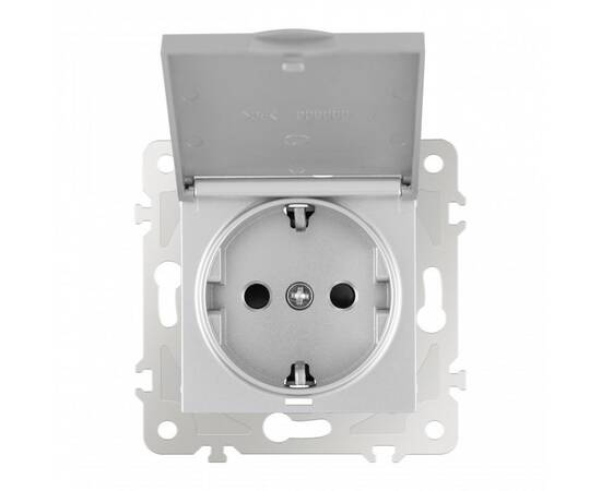 Розетка с заземлением, шторками и защитной крышкой Arte Milano 203.41-1.silver, изображение 7