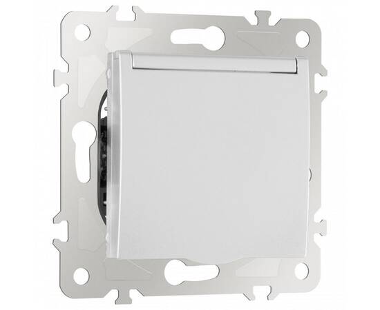 Розетка с заземлением, шторками и защитной крышкой Arte Milano 203.41-1.silver, изображение 9