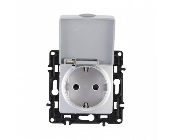 Розетка с заземлением, шторками и защитной крышкой Arte Milano 217.41-1.silver, изображение 4