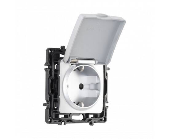 Розетка с заземлением, шторками и защитной крышкой Arte Milano 217.41-1.silver, изображение 5