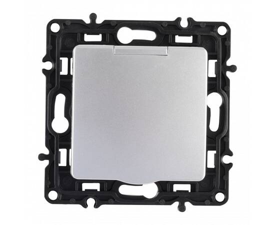 Розетка с заземлением, шторками и защитной крышкой Arte Milano 217.41-1.silver, изображение 6