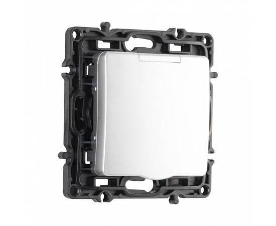 Розетка с заземлением, шторками и защитной крышкой Arte Milano 217.41-1.silver, изображение 7