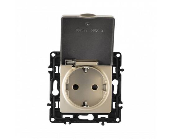 Розетка с заземлением, шторками и защитной крышкой Arte Milano 217.41-1.shampan, изображение 4