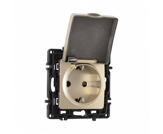 Розетка с заземлением, шторками и защитной крышкой Arte Milano 217.41-1.shampan, изображение 5