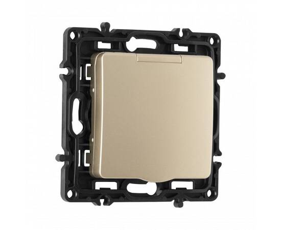 Розетка с заземлением, шторками и защитной крышкой Arte Milano 217.41-1.shampan, изображение 7