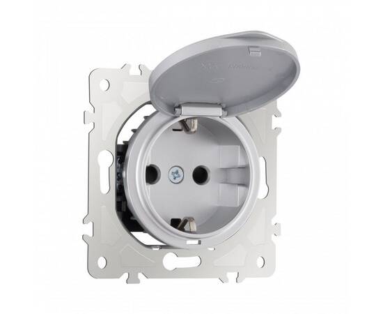 Розетка с заземлением, шторками и защитной крышкой Arte Milano 202.41-1.silver, изображение 7