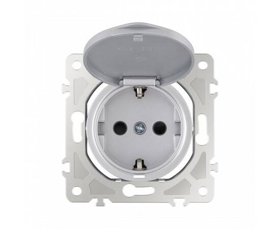 Розетка с заземлением, шторками и защитной крышкой Arte Milano 202.41-1.silver, изображение 8