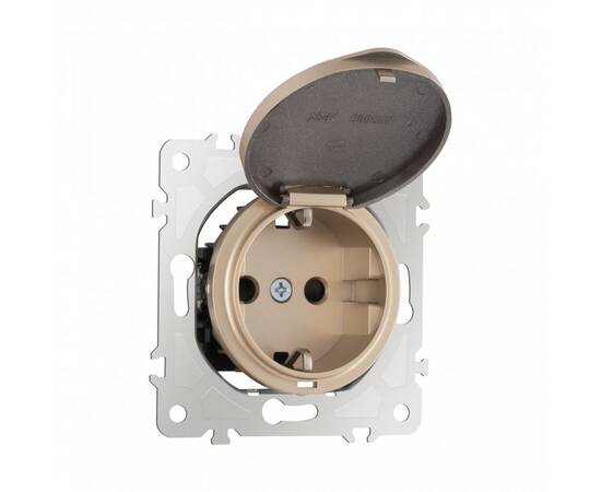 Розетка с заземлением, шторками и защитной крышкой Arte Milano 202.41-1.shampan, изображение 7