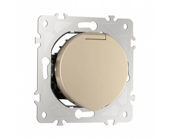 Розетка с заземлением, шторками и защитной крышкой Arte Milano 202.41-1.shampan, изображение 9
