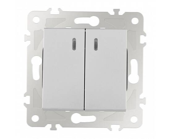 Выключатель двухклавишный с подсветкой Arte Milano 203.31-2.silver, изображение 6
