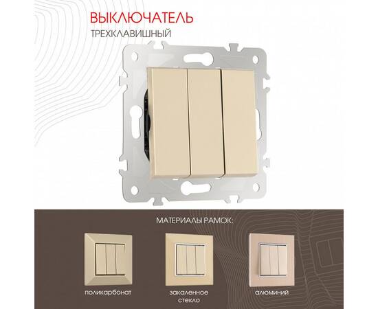 Выключатель трехклавишный Arte Milano 203.30-3.shampan