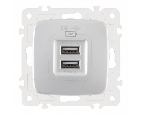 Розетка USB 2.1А+1А Arte Milano 205.46-1.silver, изображение 4