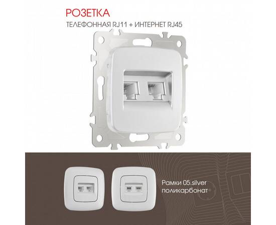 Розетка телефонная RJ11 + компьютерная RJ45 Arte Milano 205.44-1.silver