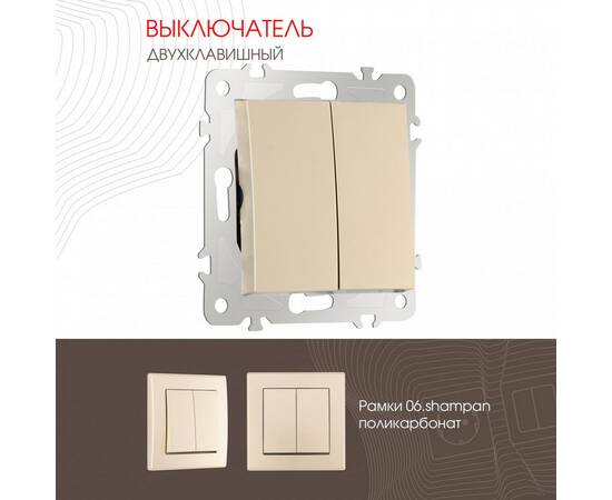 Выключатель двухклавишный Arte Milano 206.30-2.shampan