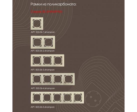 Розетка с заземлением, шторками и защитной крышкой Arte Milano 206.41-1.shampan, изображение 3