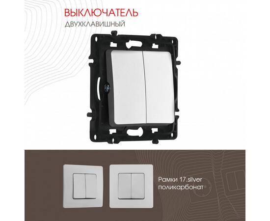 Выключатель двухклавишный Arte Milano 217.30-2.silver