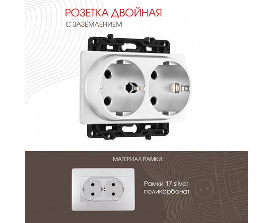 Розетка двойная с заземлением Arte Milano 217.40-2.silver