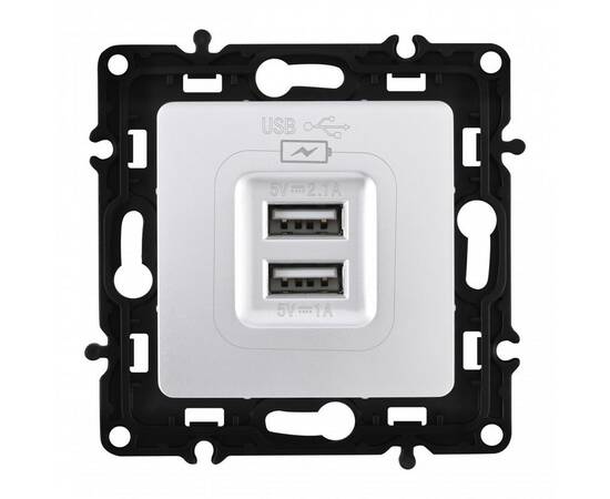 Розетка USB 2.1А+1А Arte Milano 217.46-1.silver, изображение 4