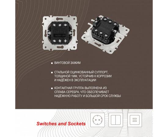 Выключатель двухклавишный проходной Arte Milano 203.33-2.shampan, изображение 2