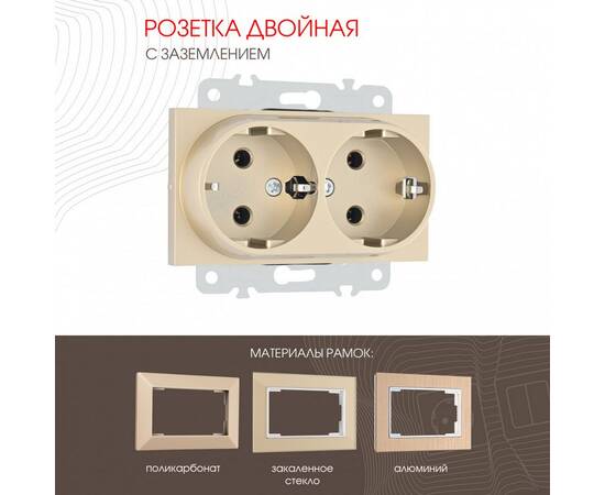 Розетка двойная с заземлением Arte Milano 203.40-2.shampan