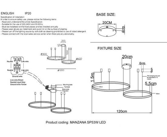 Подвесная люстра Crystal Lux MANZANA SP53W LED BLACK, изображение 4