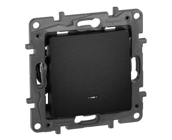 Выключатель 1-но клавишный с 2-х мест (переключатель) с подсветкой, антрацит