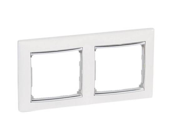 Рамка 2-постовая Legrand Valena белая/серебряный штрих 770492