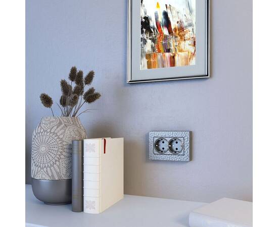 Рамка Werkel Hammer для двойной розетки серебряный W0082406 4690389163630, изображение 2