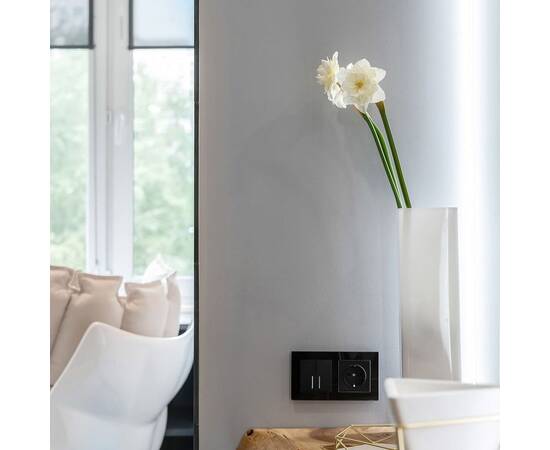 Выключатель двухклавишный проходной с подсветкой Werkel черный матовый W1122108 4690389156731, изображение 7