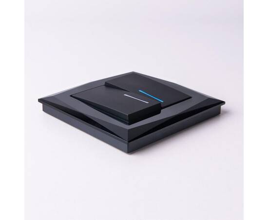 Выключатель двухклавишный проходной с подсветкой Werkel черный матовый W1122108 4690389156731, изображение 9