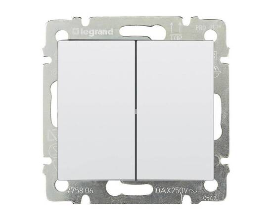 Выключатель двухклавишный Legrand Valena 10A 250V белый 774405