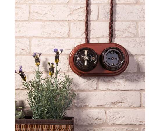 Переключатель-выключатель Werkel одноклавишный Retro коричневый W5612014 4690389166723, изображение 6