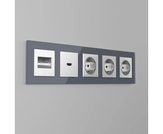 Накладка Werkel для розетки HDMI серебряный рифленый WL09-HDMI-CP 4690389128318, изображение 2