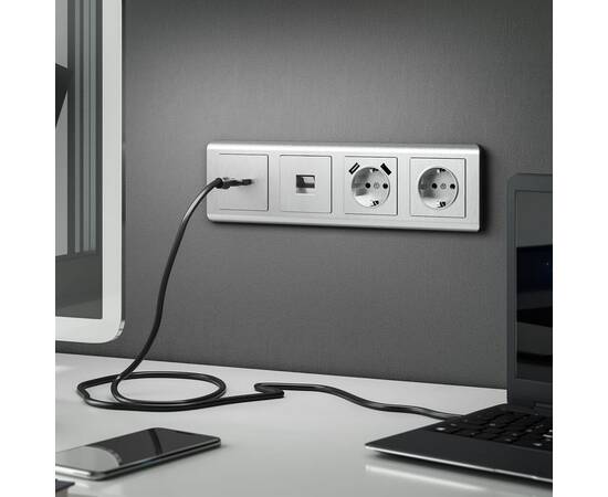 Накладка Werkel для розетки HDMI серебряный рифленый WL09-HDMI-CP 4690389128318, изображение 3