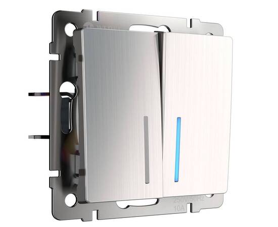 Выключатель двухклавишный с подсветкой Werkel глянцевый никель W1120102 4690389157899