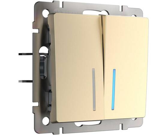 Выключатель двухклавишный с подсветкой Werkel шампань W1120111 4690389157097