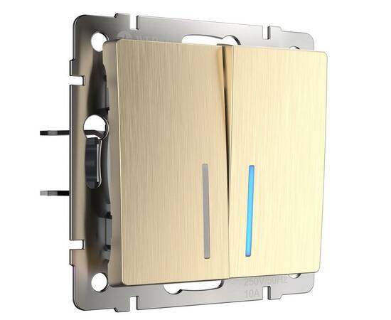 Выключатель двухклавишный с подсветкой Werkel шампань рифленый W1120110 4690389160233