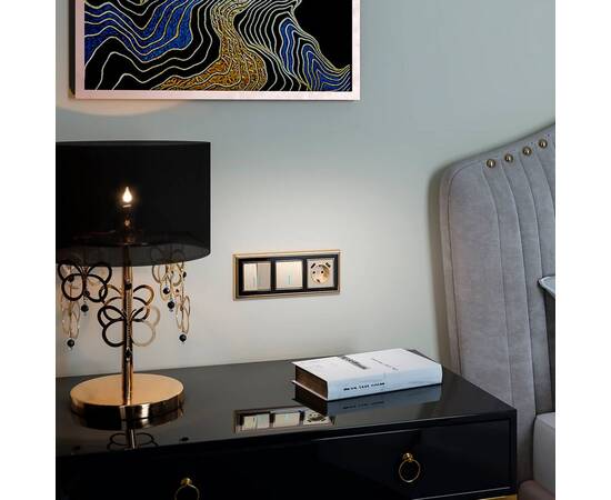 Выключатель двухклавишный с подсветкой Werkel шампань рифленый W1120110 4690389160233, изображение 2